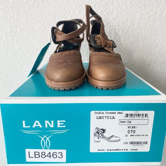 Lane Boots Womens Western Heels 7 Brown Casual Sandals Cowgirl Leather Buckle - Picture 9 of 10